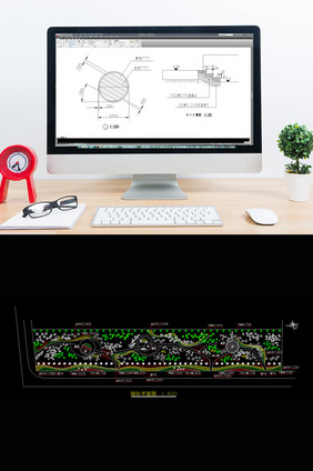 道路旁的CAD绿化景观施工图