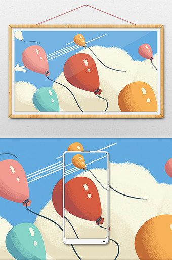 童趣扁平风格气球插图图片