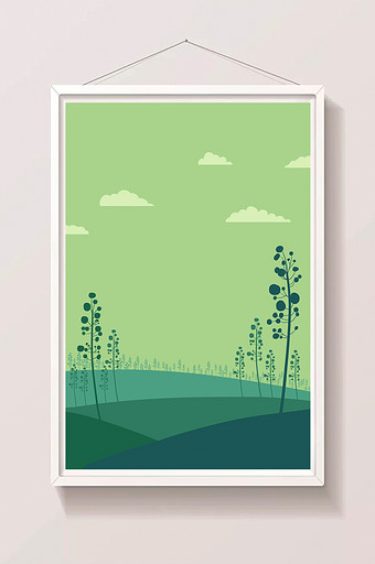 绿色创意扁平元素野外树林插画背景图片