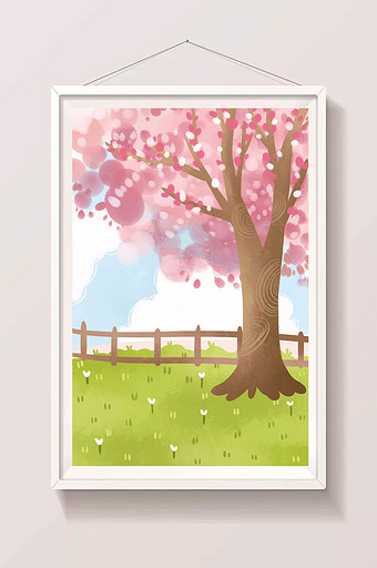 唯美粉色樱花树背景图片