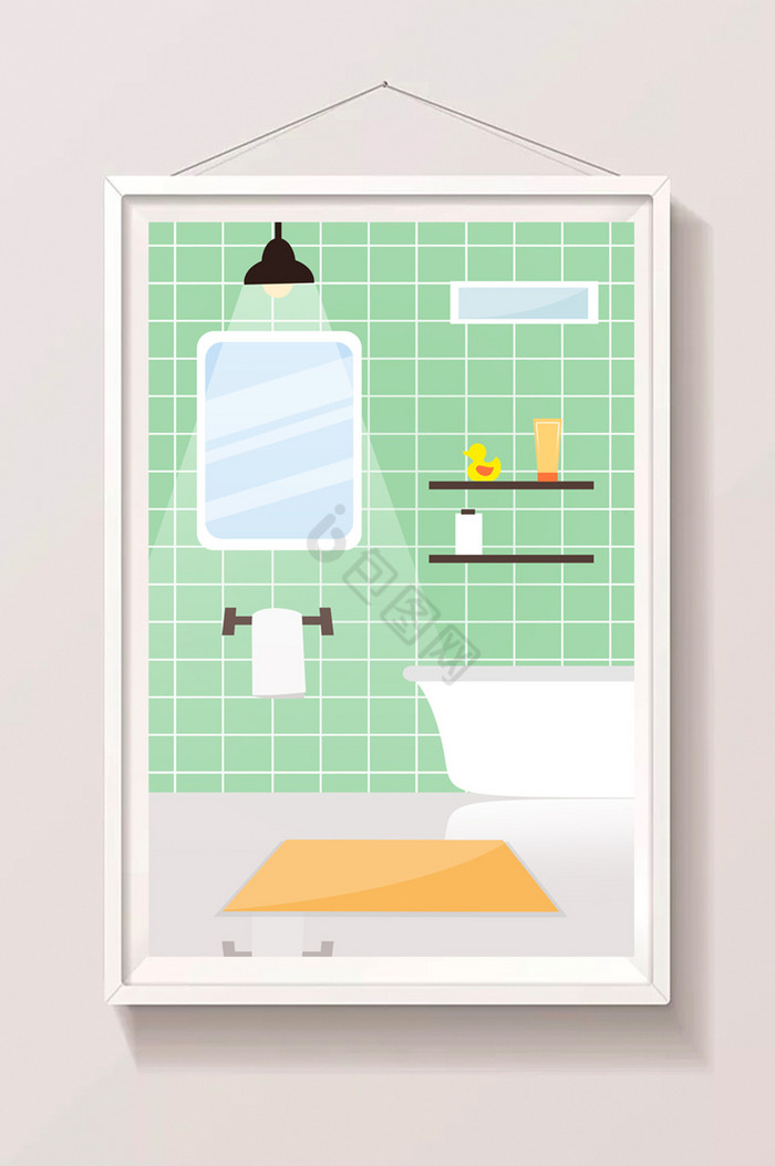 浴室插画图片