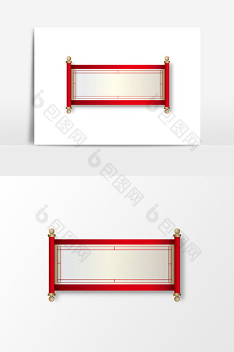 中国风红色卷轴元素图片