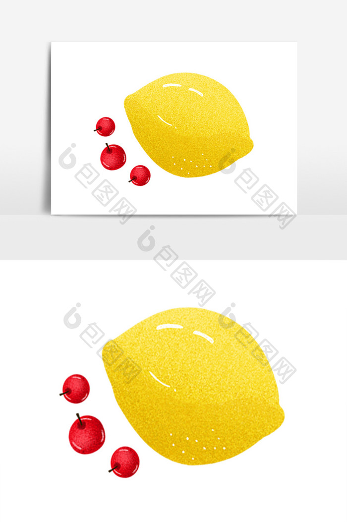 黄色柠檬水果樱桃元素