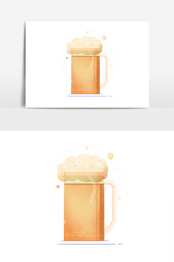 黄色手绘卡通啤酒元素图片