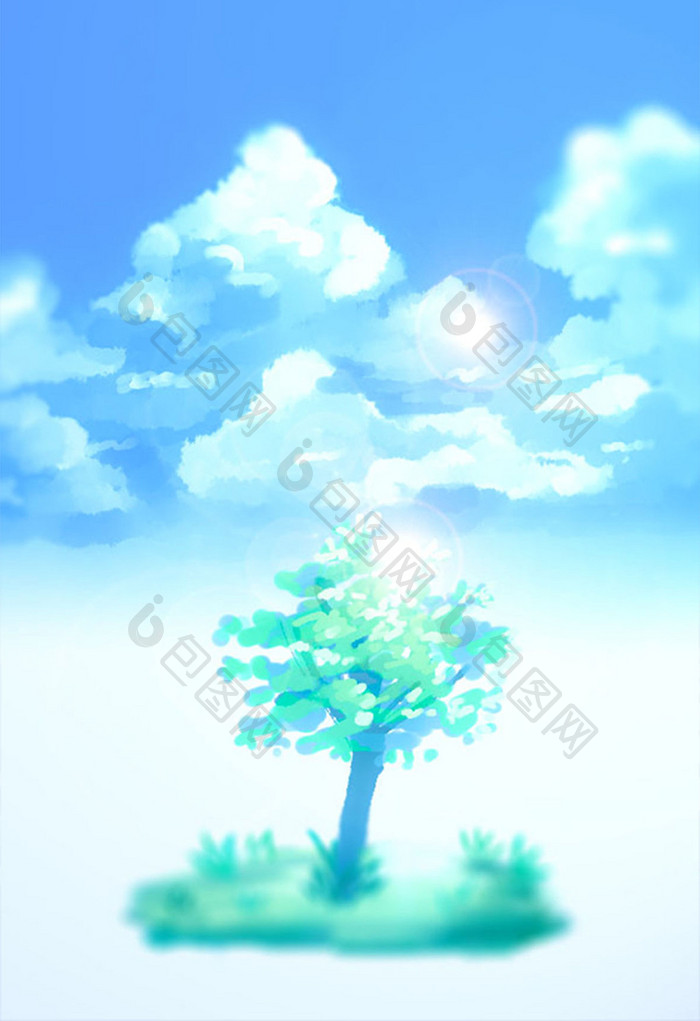 空中之树唯美插画