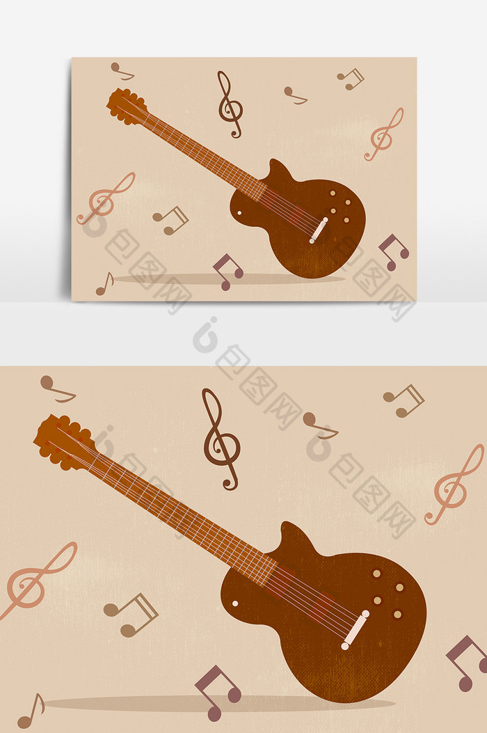 卡通手绘音乐吉他素材
