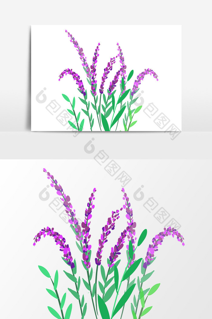 绿色植物紫色花设计元素