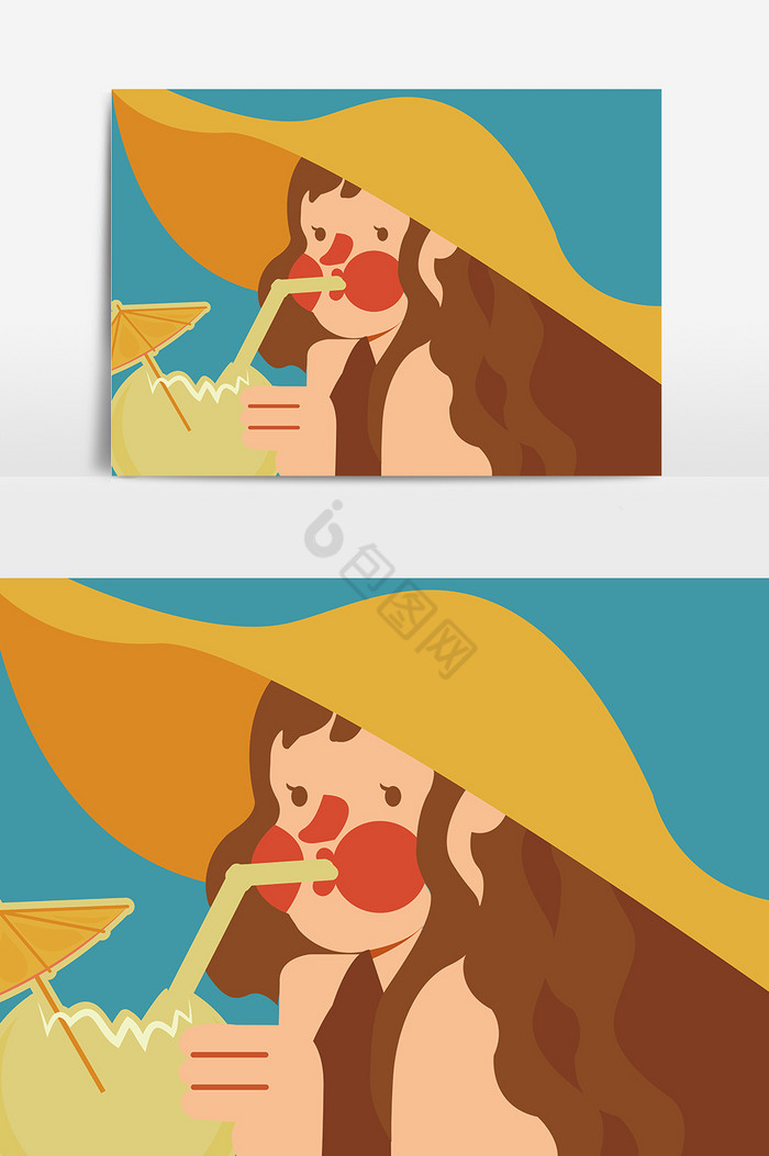 人物喝椰子图片