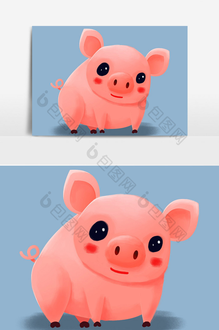 粉色小猪手绘设计元素