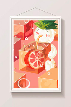 卡通免扣柠檬男人