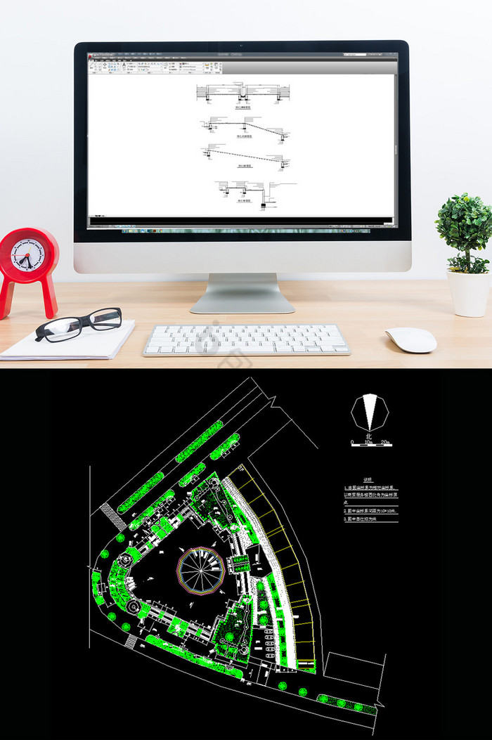CAD广场的景观设计施工图CAD图纸图片