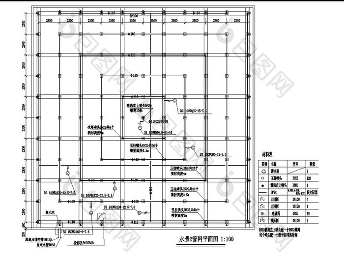 广场水景景观设计施工图CAD