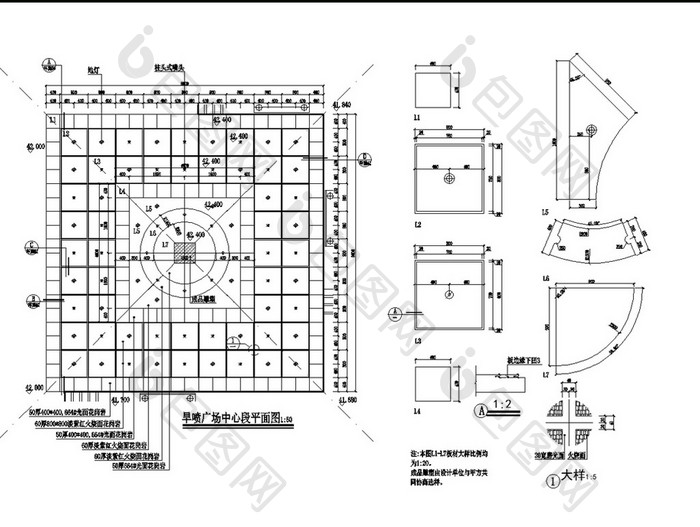 旱喷广场CAD景观设计施工图
