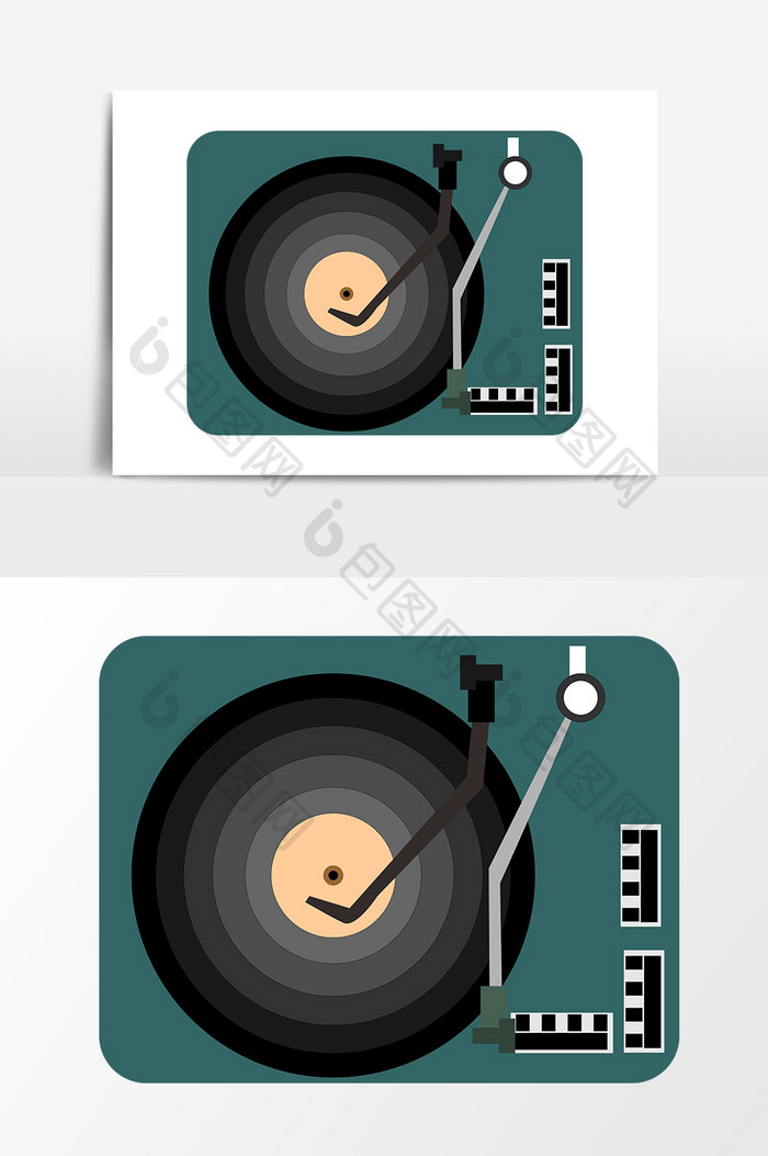 手绘矢量扁平化唱片机