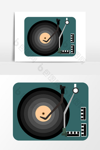 手绘矢量扁平化唱片机图片