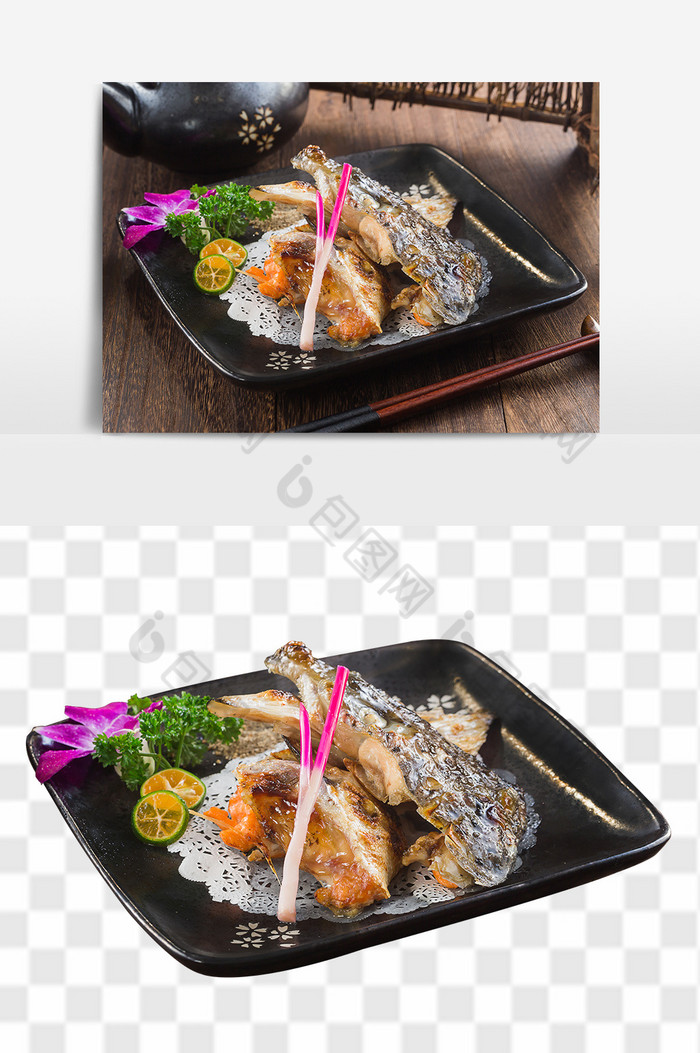 盐烤三文鱼头日式料理图片图片