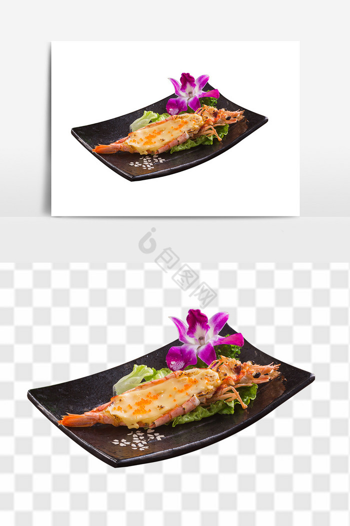 芝士焗红虾日式料理图片