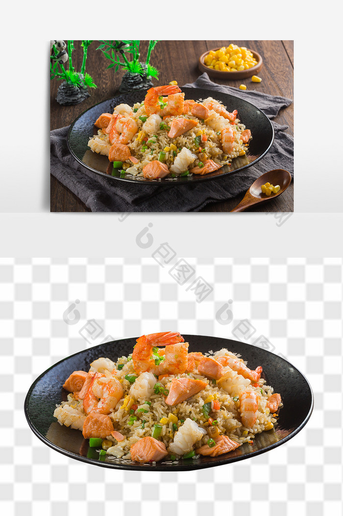 海鲜炒饭日式料理元素
