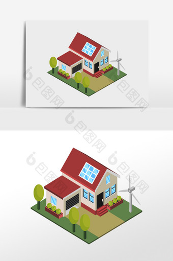 卡通清新手绘房子别墅建筑矢量元素图片