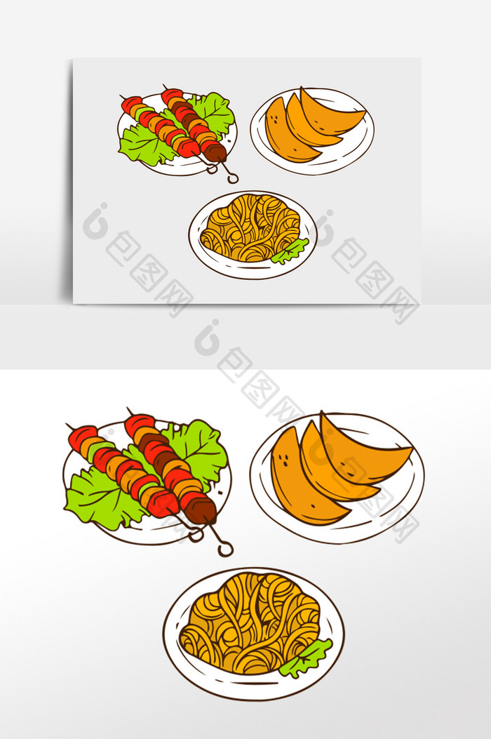 卡通清新手绘食物健康生活插画元素