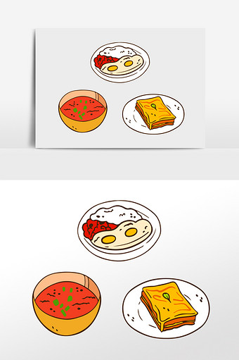 卡通清新手绘食物健康饮食插画元素图片