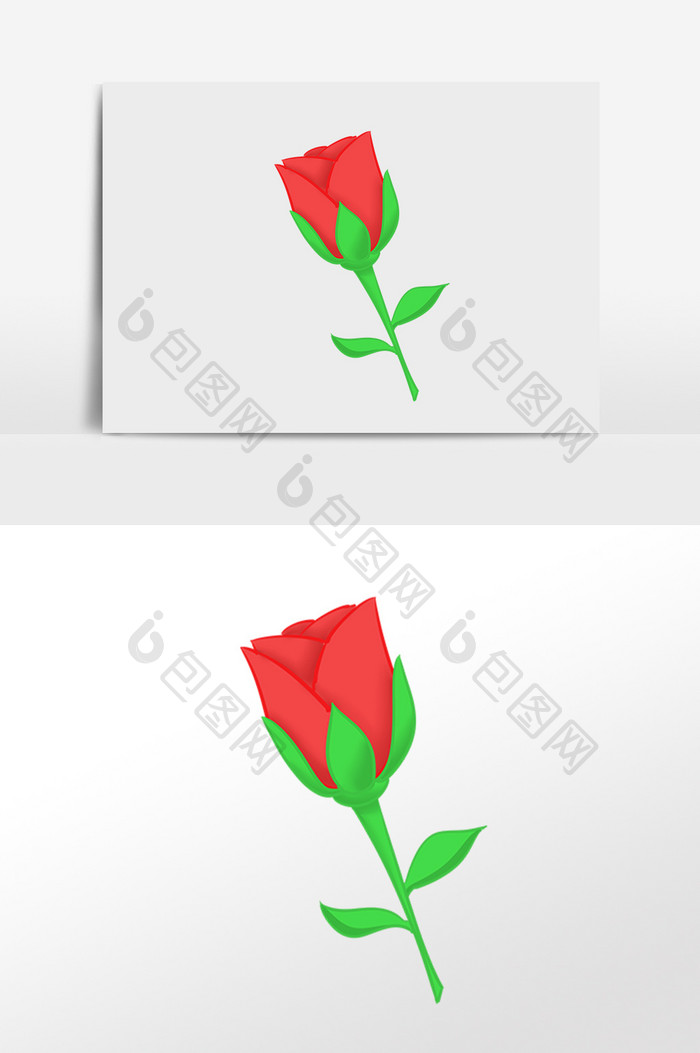 一朵玫瑰花矢量插画元素