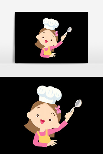 卡通可爱女孩厨师图片