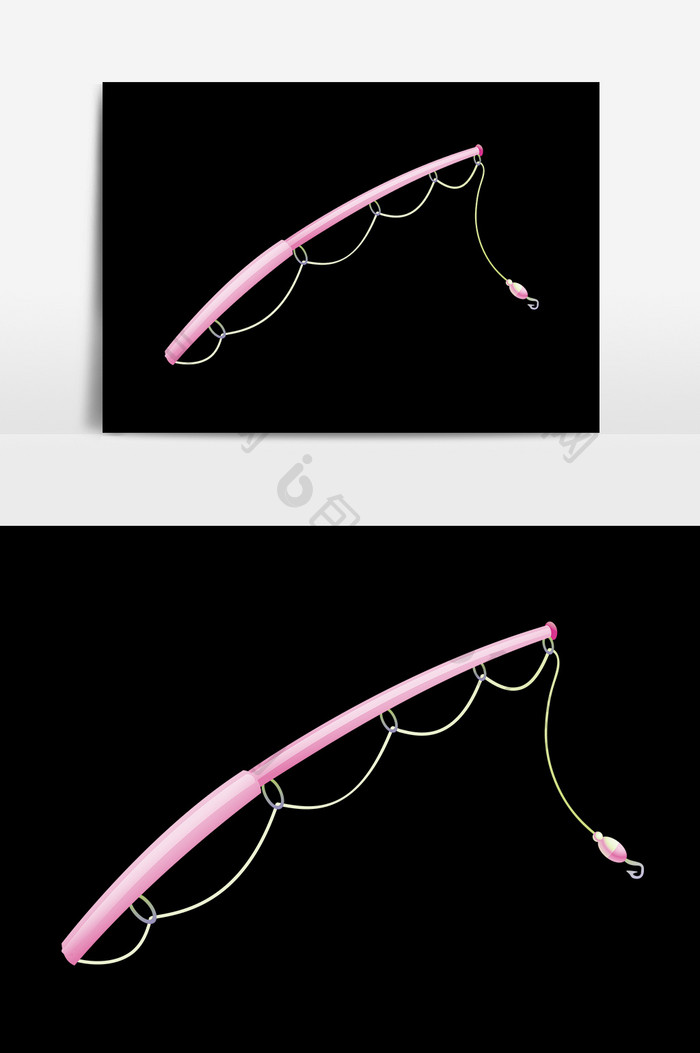 矢量红色钓鱼竿素材