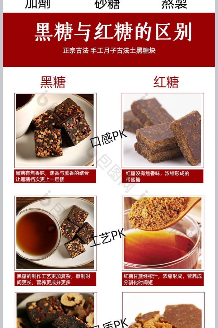 淘宝食品女性黑糖红糖姜糖详情页