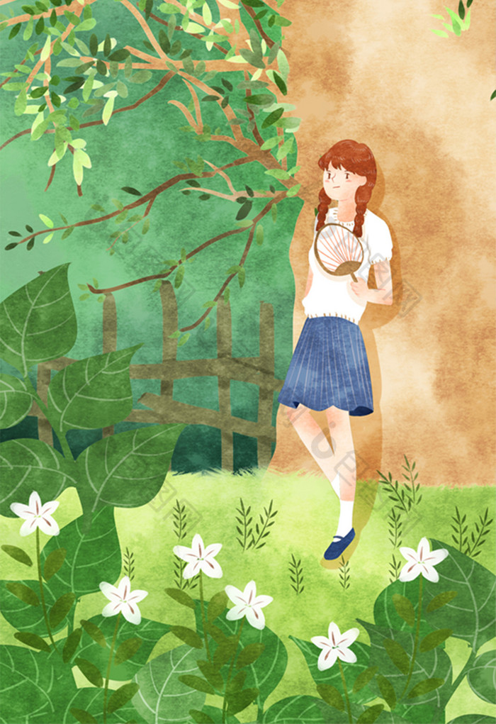 树荫树下女性模版