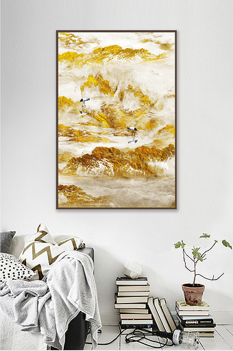金色抽象定制艺术山水装饰风景画图片
