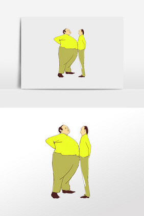 卡通男人胖瘦对比
