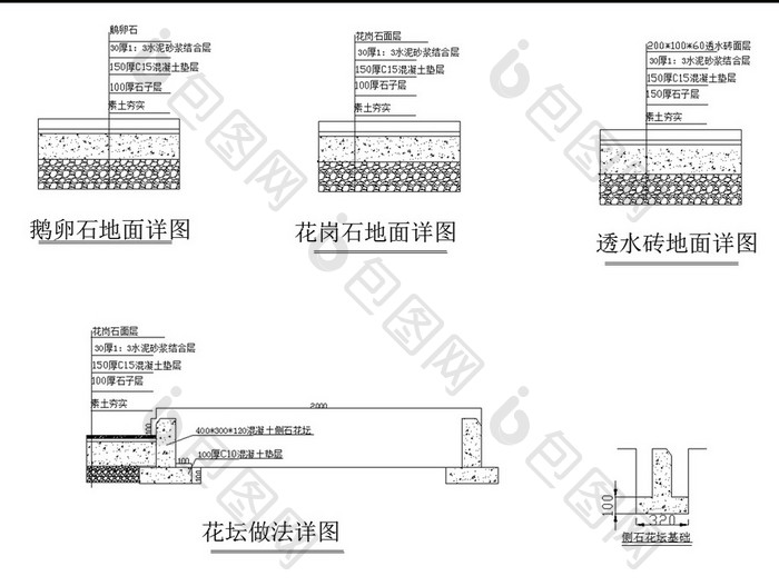 CAD花园景观的施工图纸