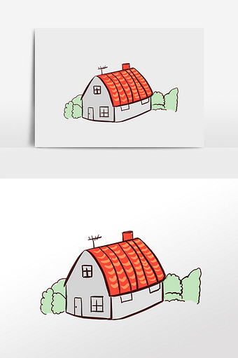 手绘卡通小别墅房屋图片