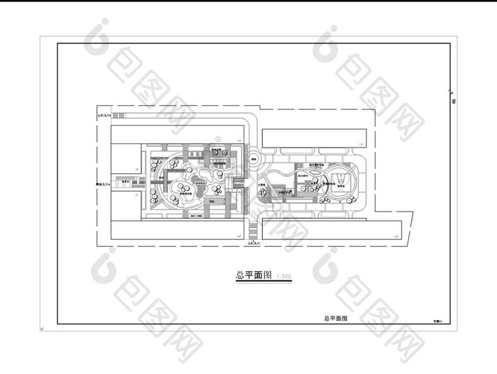 大屋顶花园景观设计施工图CAD