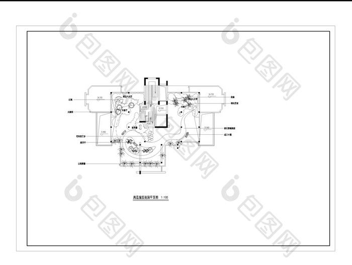 高层屋顶花园景观设计施工图CAD