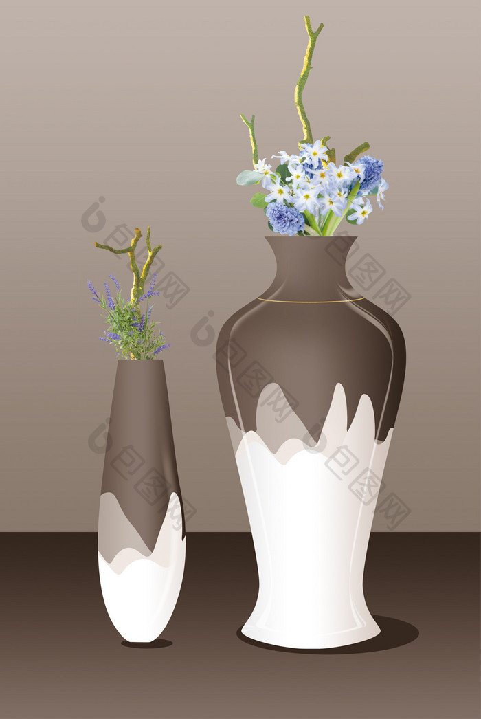 现代简约花瓶浮雕烤瓷装饰画