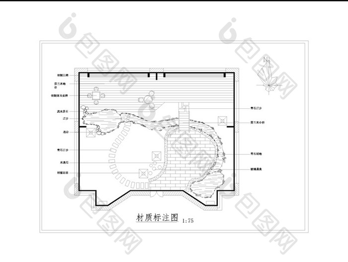 屋顶花园的CAD景观设计图纸