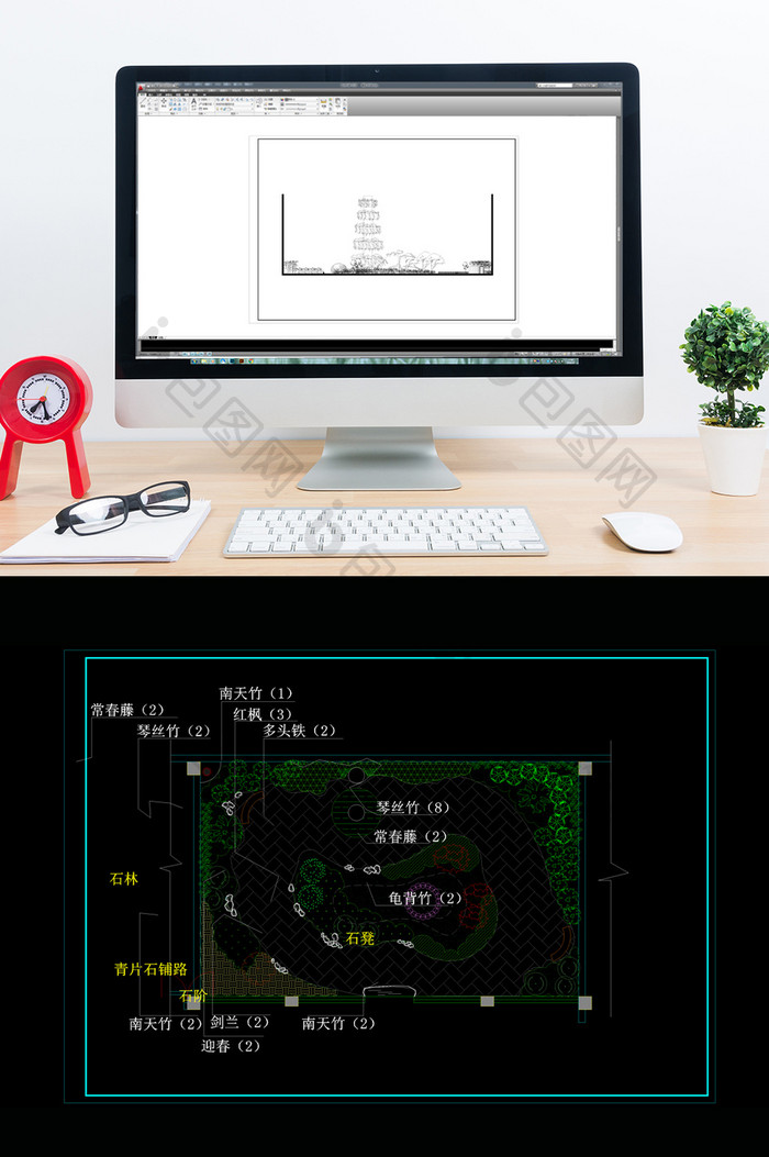 屋顶花园绿植景观设计CAD