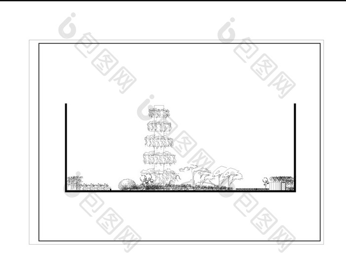 屋顶花园绿植景观设计CAD