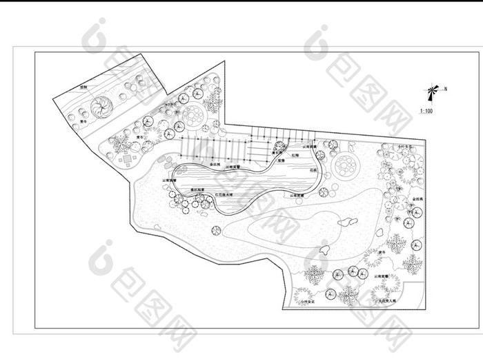 小公园绿化景观设计施工图CAD