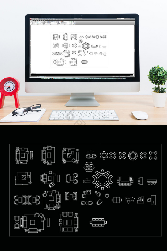 CAD客餐厅家具平面模块图片