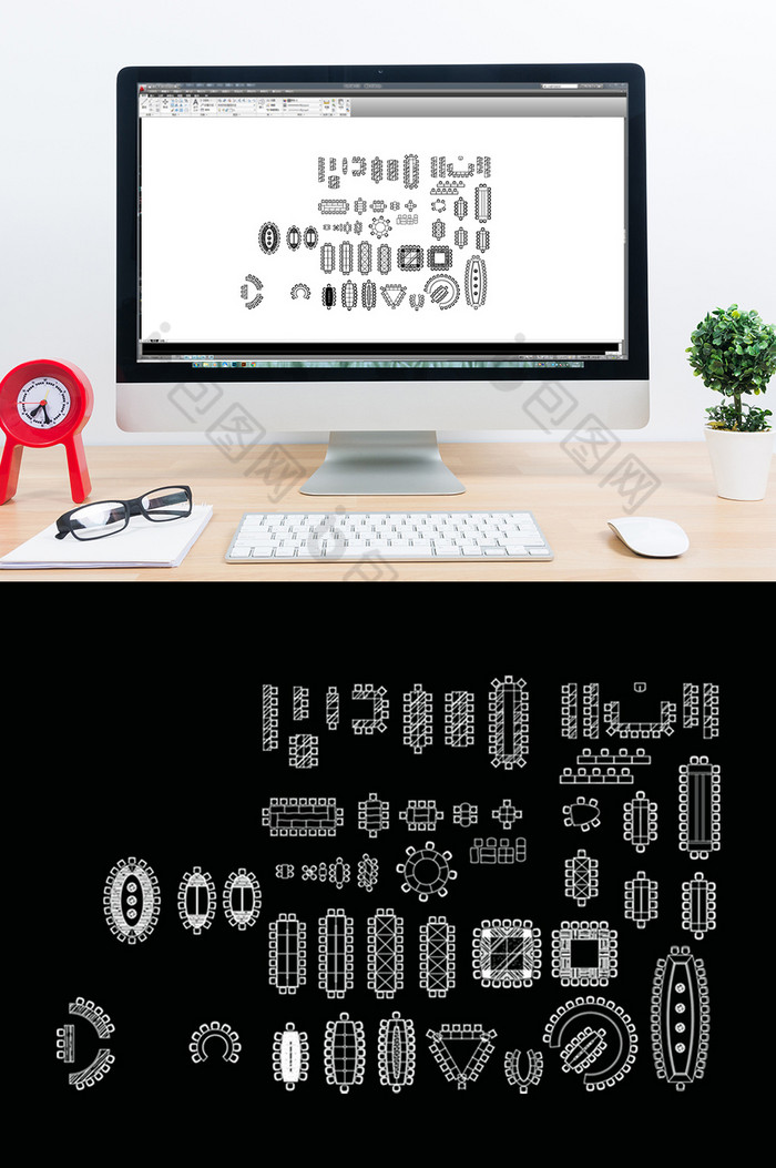 CAD办公会议桌模块图片图片