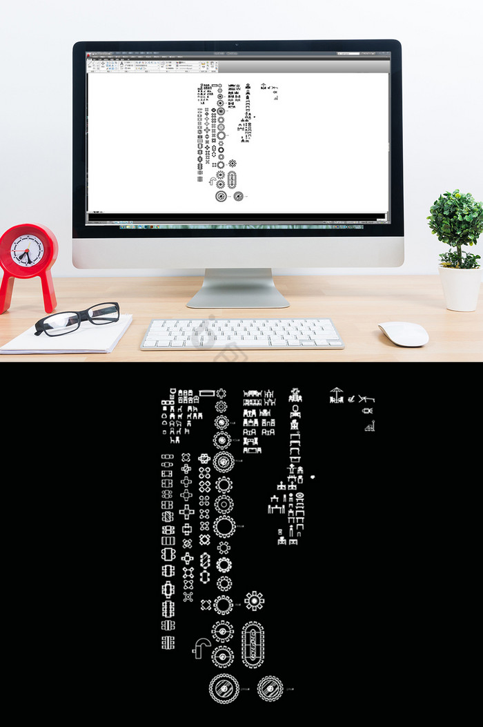 CAD桌椅组合平面图库图片