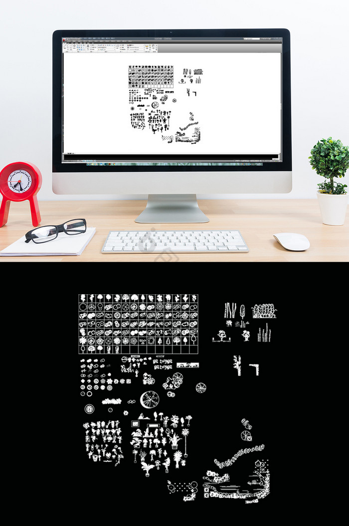 CAD绿植模块图库图片