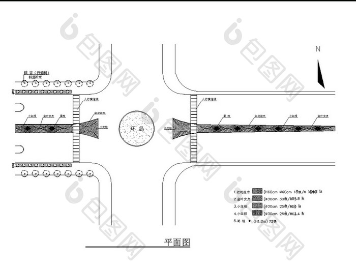 道路绿化CAD景观设计图
