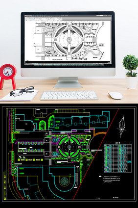 CAD景观设计广场绿化布置图
