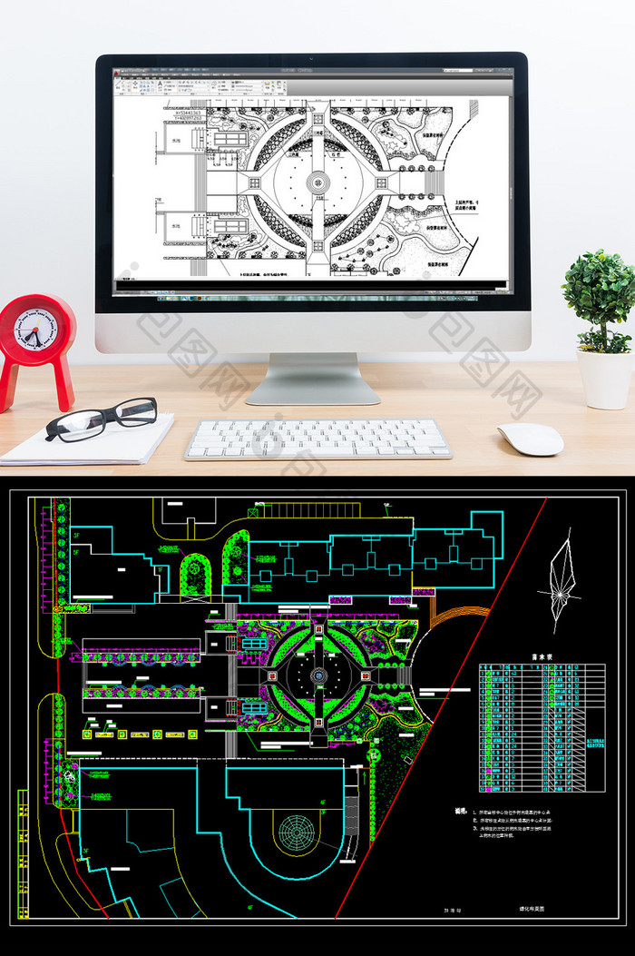 CAD景观设计广场绿化布置图