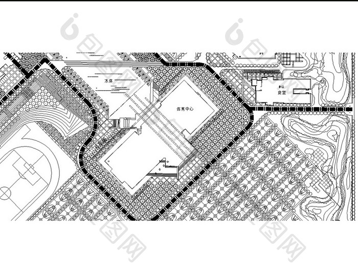 大学校园景观设计总图CAD