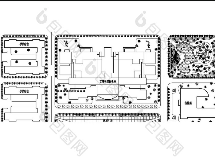 大学校园CAD绿化景观设计图纸